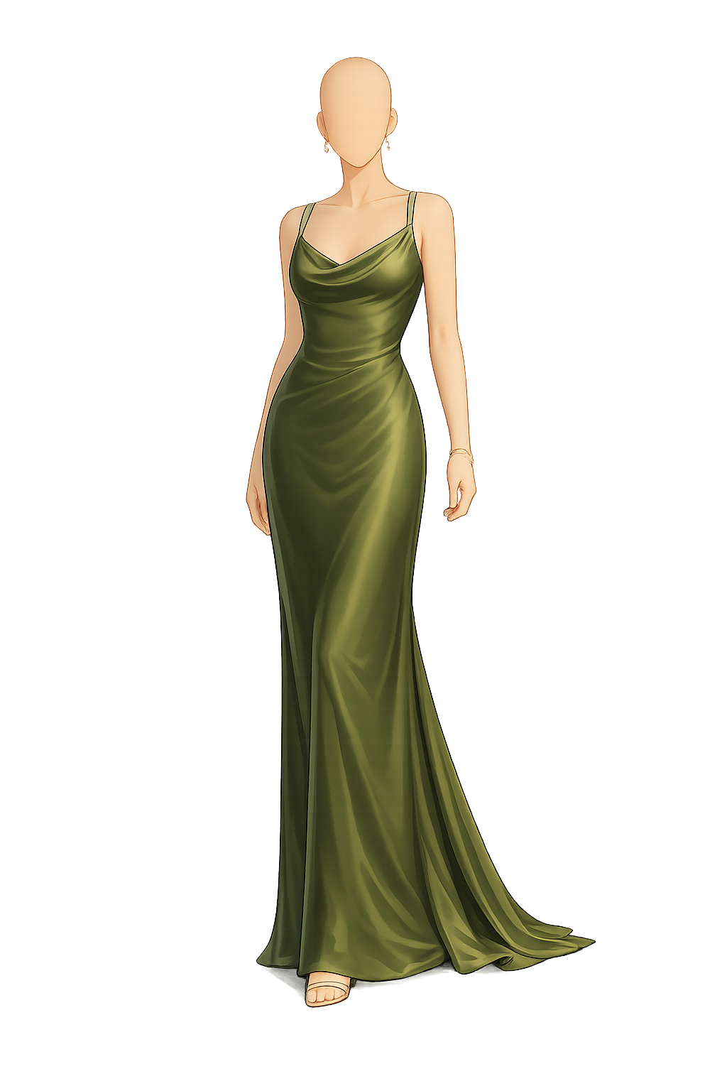 Long elegant olive gown