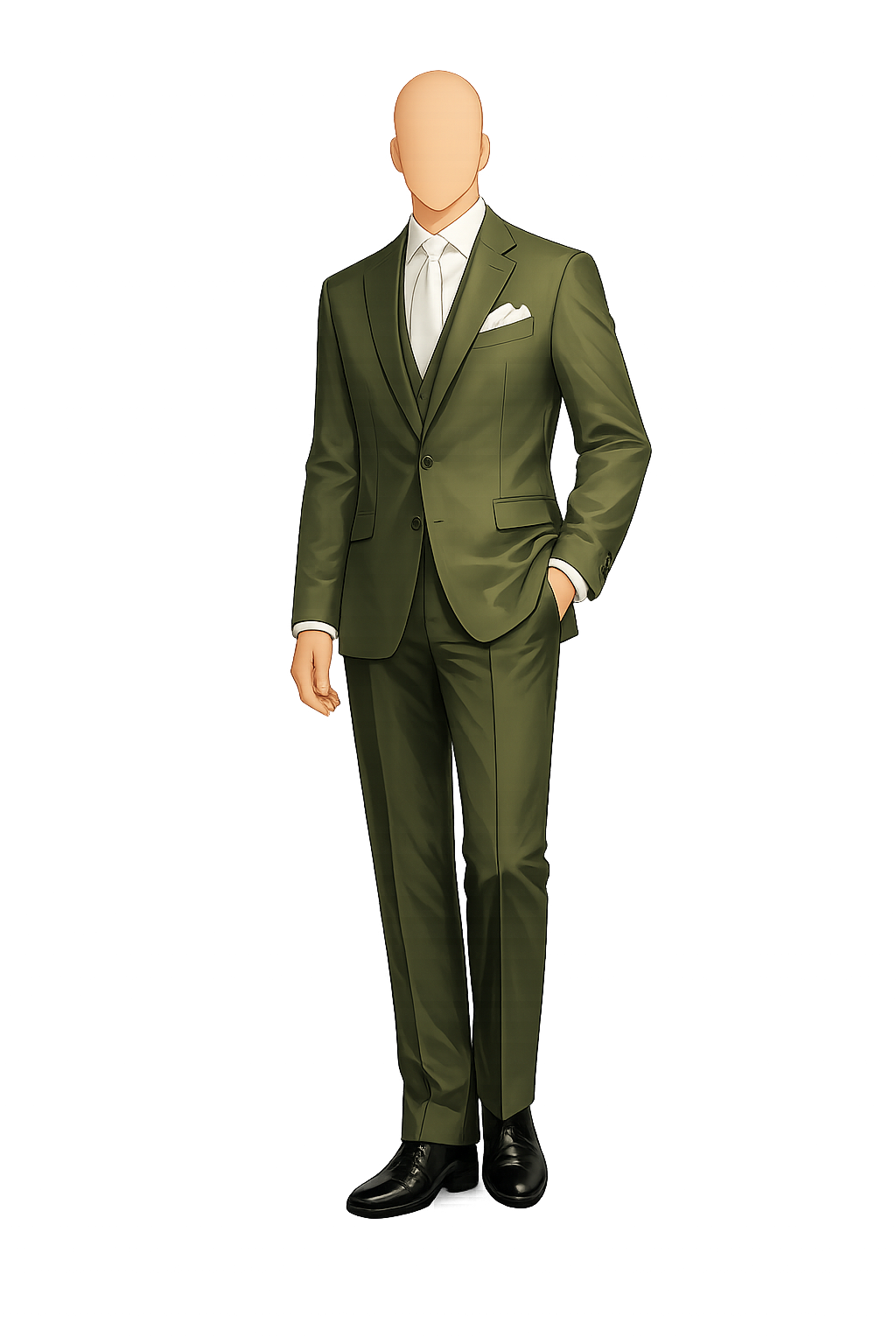 Men's olive suit with tie